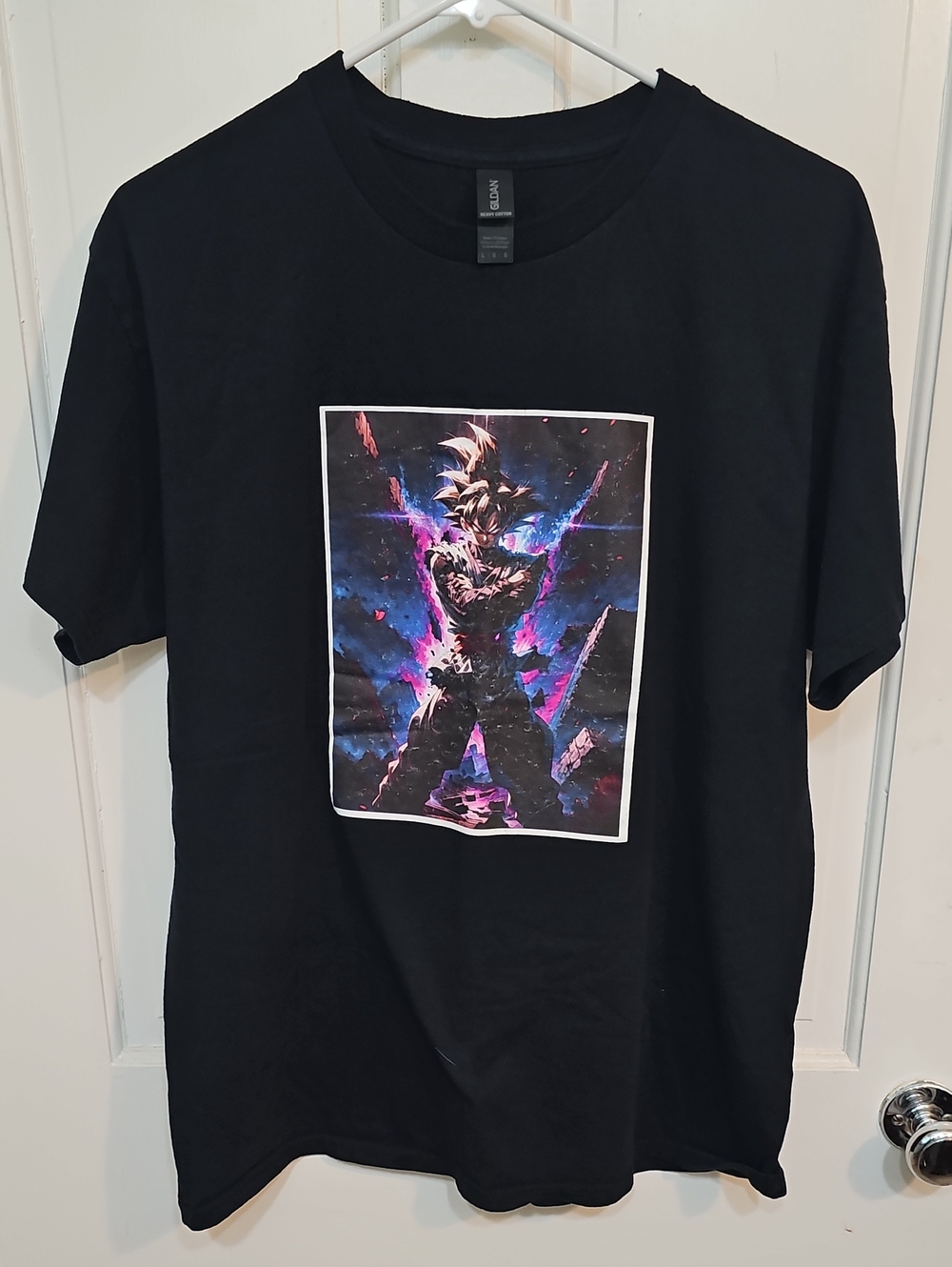 Black Graphic Anime Crew Neck T-Shirt